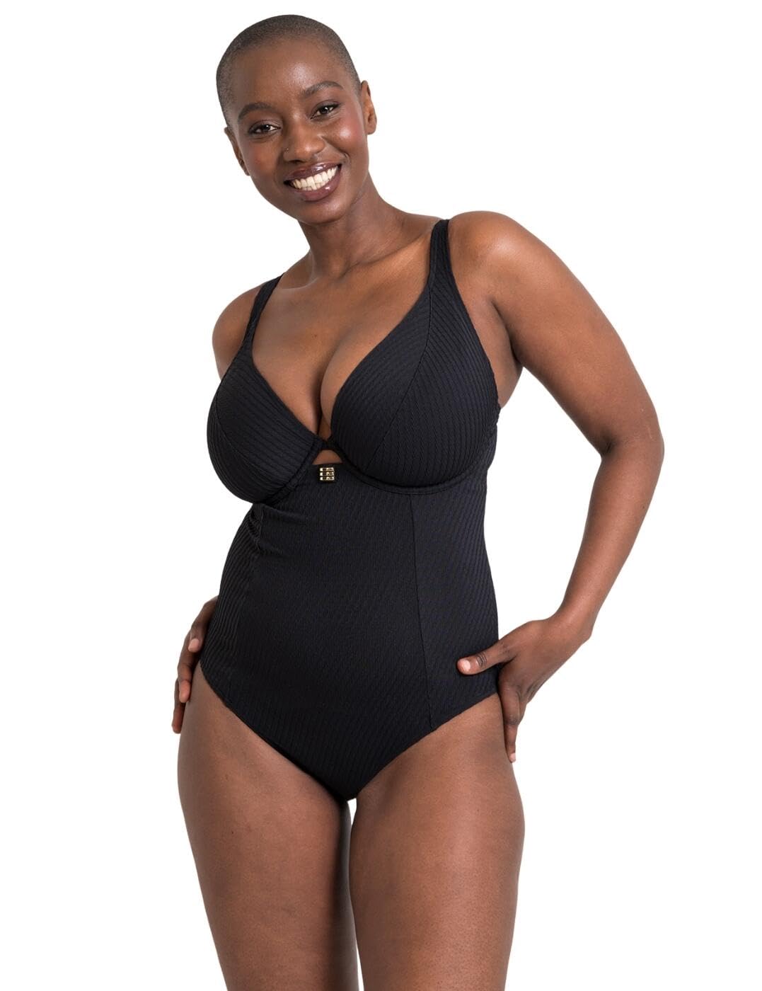 Curvy Kate Jet Set Multiway Plunge Swimsuit Black 36GG