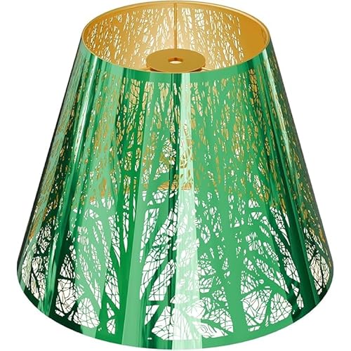 Metal Small Lamp Shade Etched Forest 5" Top X 9" Bottom X 7" High, ALUCSET Small Lampshade, Table Lamps Replacement Shade, Spider Fitter Stainless Ste