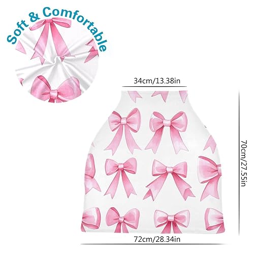 Miniatura 3 de Pink Bows - Funda elástica para asiento de automóvil para bebé, suave, transpirable, funda de lactancia materna, funda multiusos para asiento de