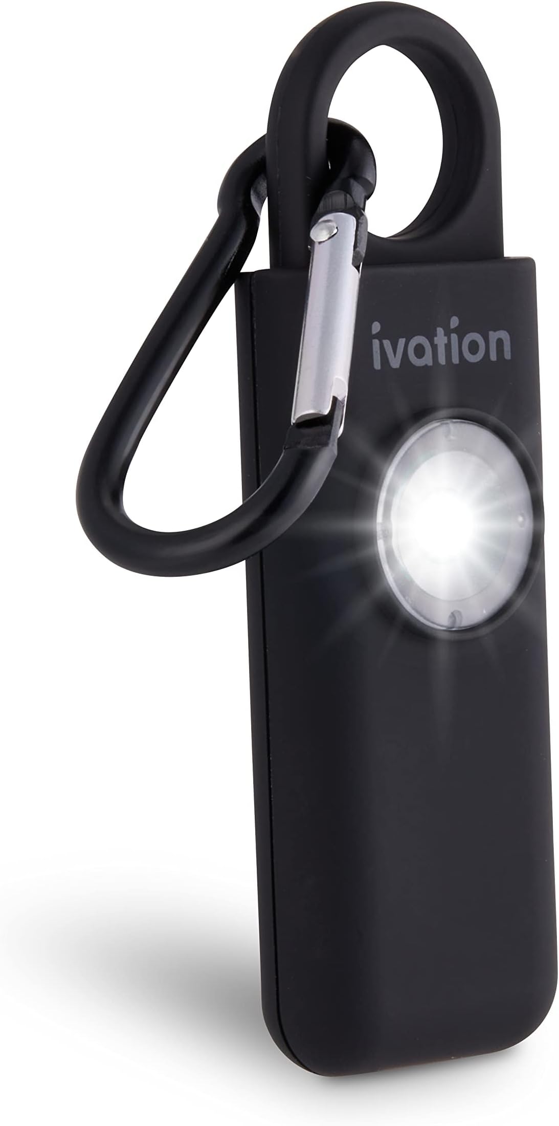 Ivation Personal SOS Alarm Keychain | Self-Defense Safety Siren & LED Panic Strobe Light with Carabiner Clip for Women, Children & Seniors | Pocket Size, Loud 125 dB Sound, Air Travel Friendly