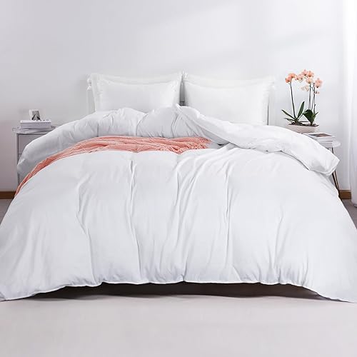 Miniatura 8 de HOMBYS - Funda de edredón de tamaño King extragrande de 120 x 120 pulgadas, funda de edredón ultra suave de microfibra blanca para todas las