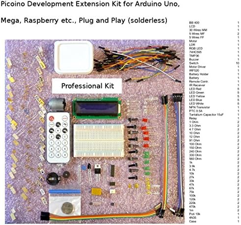 Picoino Development Extension Kit for Arduino Uno Mega Raspberry etc., Plug and Play (solderless)