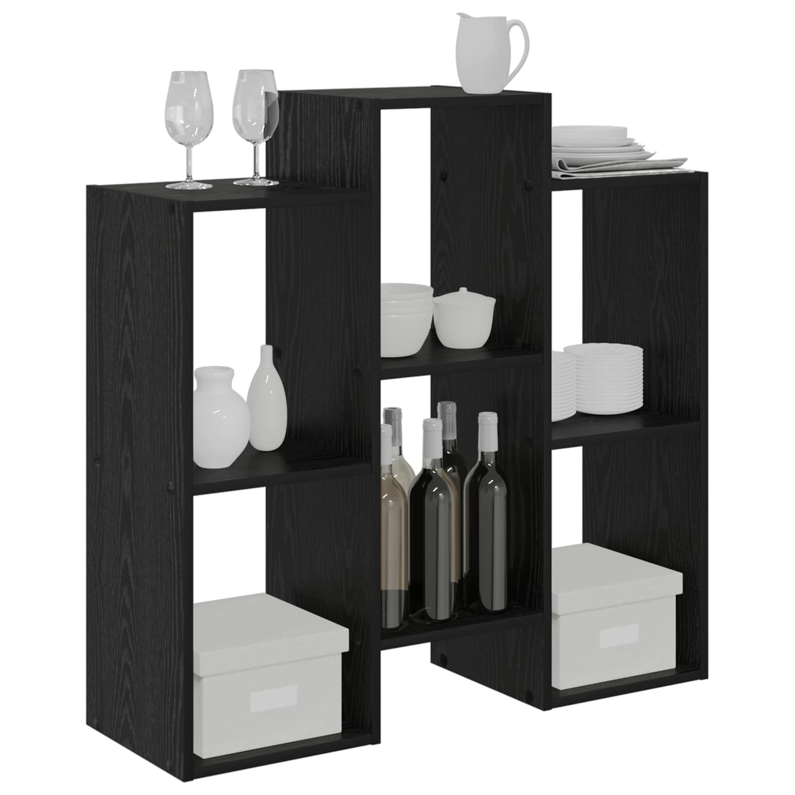 Credenza nera effetto rovere, 90 x 30 x 90 cm, con versatile spazio per soggiorno, sala da pranzo, corridoio e ufficio, cassettiera salvaspazio con cassetti, ante, scomparto e ripiano per