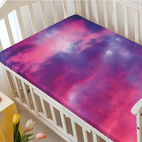 Miniatura 3 de Sábanas bajeras ajustables para cuna pequeña con temática del cielo, sábana portátil para colchón de cuna o sábana para cama de niño pequeño, 24 x