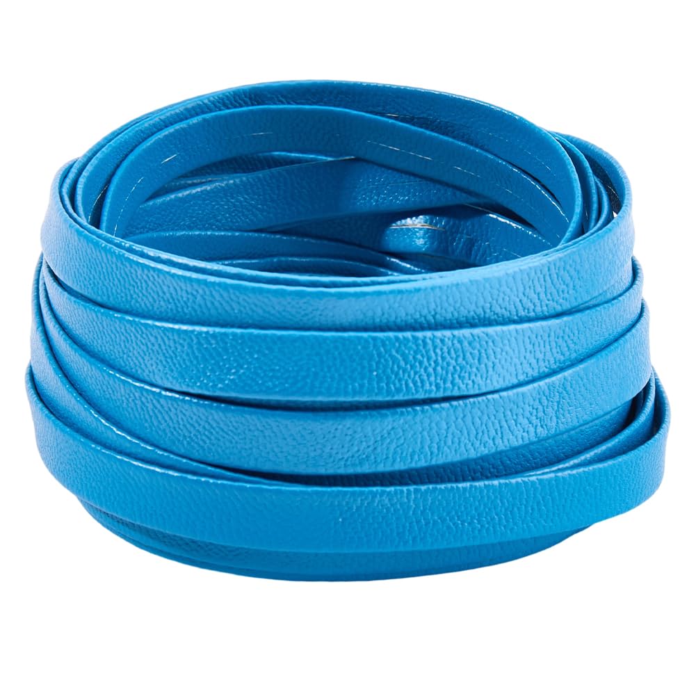 GORGECRAFT 5mx8mm Double Fold Leather Strip Flat Leather Cord Foldover Leather Strips Lambskin Texture Leatherette Straps Steel Blue PU Edge Trimming 1mm Thick Braiding Thread for DIY Crafts Bracelet โ image 1