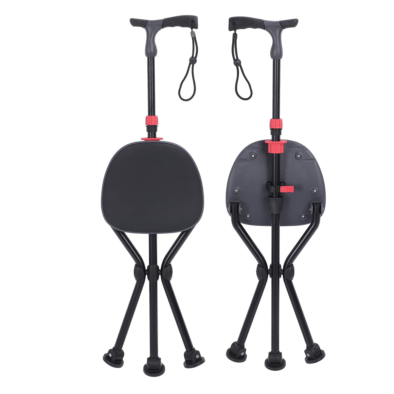 Bastón Plegable, Bastón Plegable Ligero con Asiento, Bastón Trípode Portátil Antideslizante, Bastón para Caminar, Silla Viaje, Taburete para Hombres Mayores, Mujeres Discapacitadas