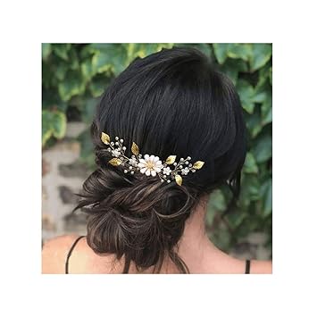 Campsis Bridal Wedding Hair Combs Hair Accessories with Flower Leaves Bride Hair Pieces for Women and Girls