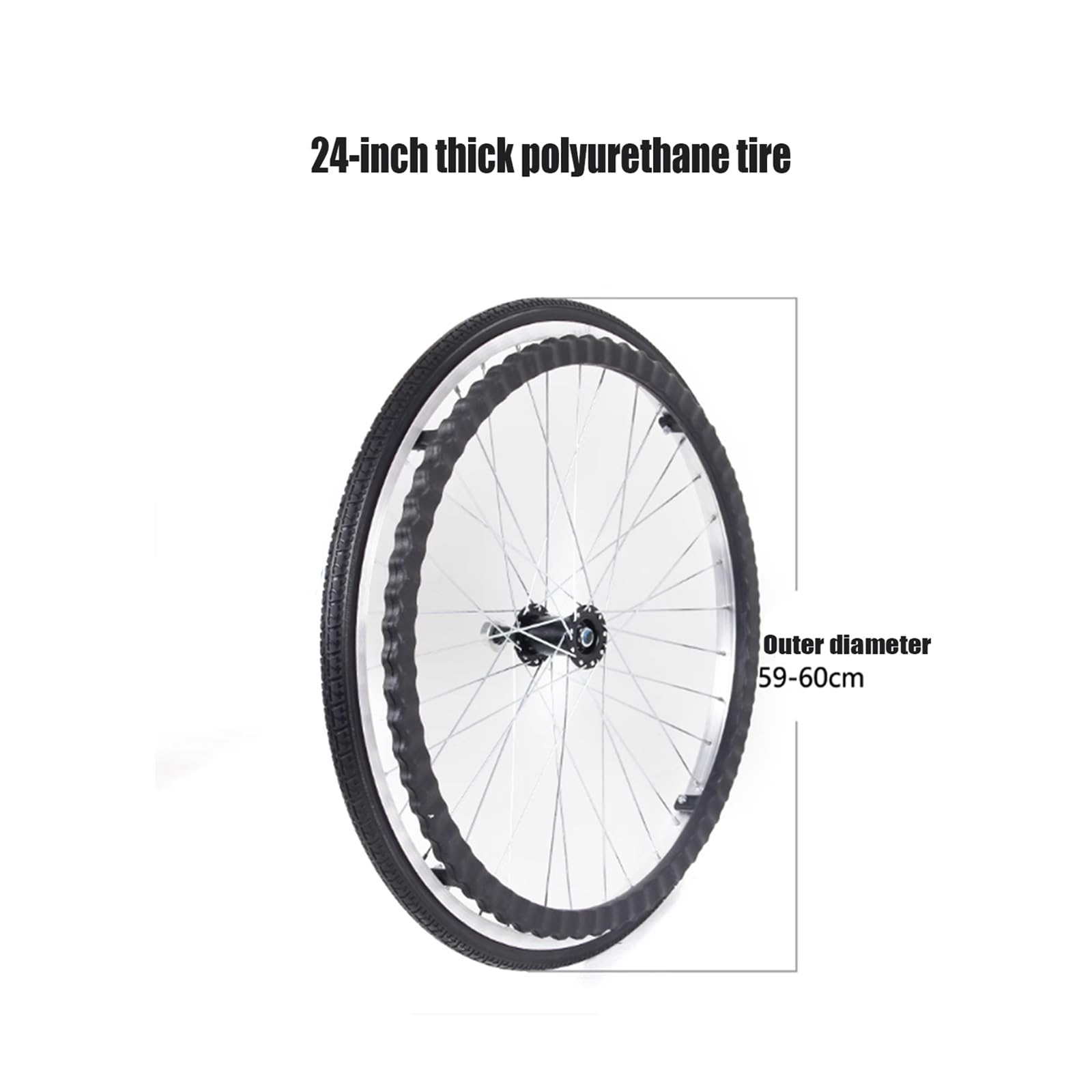 Czarne I Szare Opony, Cienkie I Grube Tylne Koła Do Wózków Inwalidzkich, Z Prętami Spiralnymi, Mocny Chwyt, Wytrzymałe Na Wózki Inwalidzkie Ręczne,(Black,Thick)