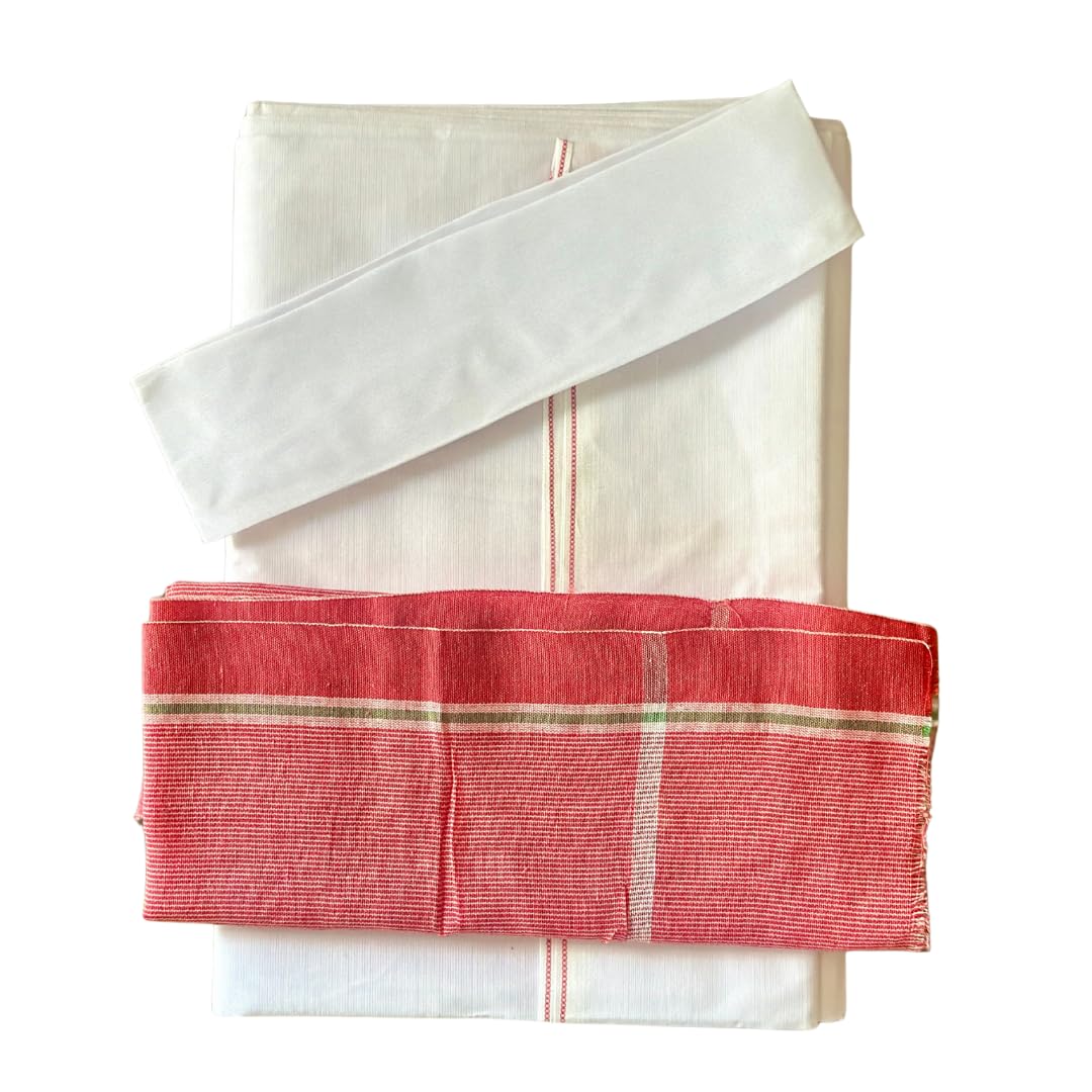 haldi mehendi shaadi Cotton Pandit Dhoti Lungi Towel Topi Aaher Set | Traditional Marathi, South Indian Wedding Bhadji Puja Attire | Pandit Seedha Aaher Ritual Essentials-picture-54