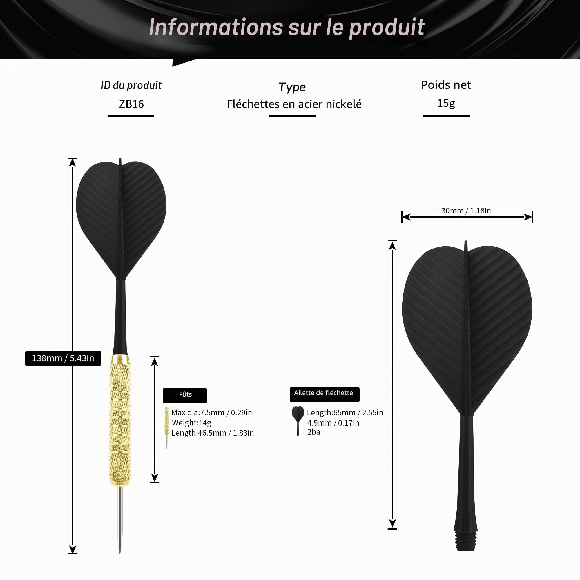 CyeeLife Fléchettes Pointe Acier 12 pcs,Fléchettes Pointe Métal,Jeu de Fléchettes avec 4 Couleurs d'Ailettes,Set Complet pour Débutants