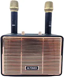 Caixa de Som Karaokê Bluetooth sem Fio com 2 Microfones, 100W PMPO, 20W Potência, Bateria 3600mAh, Função TF USB FM AUX TWS, Alto-falante 105mm