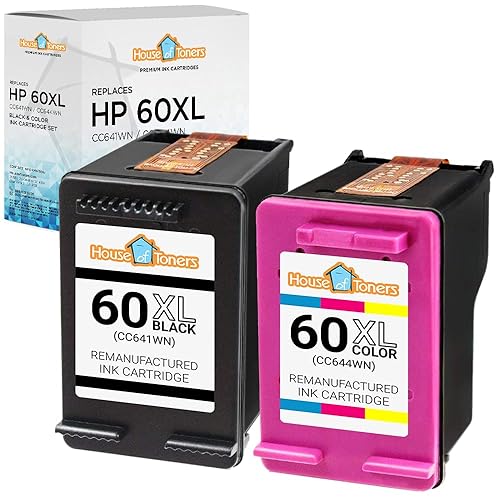 HP 60 XL Ink Cartridge High Yield Replacement for HP 60 XL Deskjet D1660 D2645 D5560 F2400 F4200 F4400 Photosmart C4600 C4680 C4700 (Black & Color, 2-Pack)