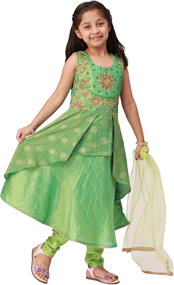 Ashwini Girls Salwar Suit With Neck Embroidery Work | Readymade Indian Kids Ethnic Salwar Suit