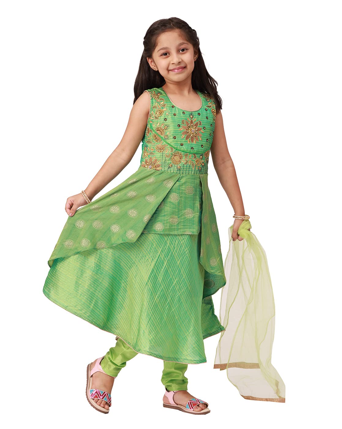 Ashwini Girls Salwar Suit With Neck Embroidery Work | Readymade Indian Kids Ethnic Salwar Suit