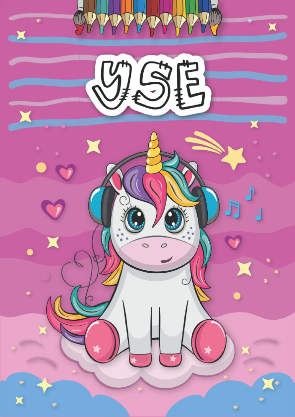 Yse: Livre de coloriage personnalisé pour Yse | Licorne | Cadeau d'anniversaire pour fille ... | 4 à 8 ans | 25 motifs de licorne avec le prénom Yse, Grand format A4 (21 x 29.7 cm)