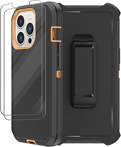 Miniatura 1 de Funda para iPhone 14 Pro Max (6.7 pulgadas) con funda de clip para cinturón, 2 protectores de pantalla, resistente grado militar, cuerpo completo, a
