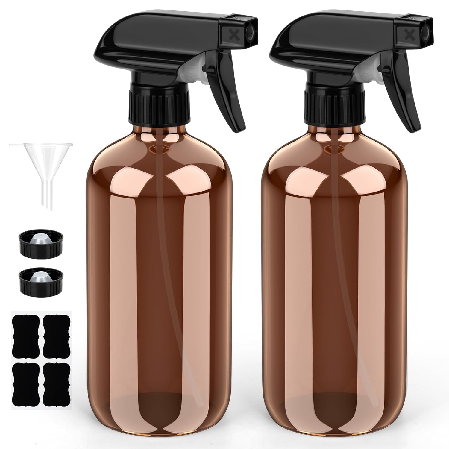 Glass Spray Bottle, Amber Glass Spray Bottle Set & Accessories Refillable for Plants Window Cleaners Aromatherapy Facial Hydration Watering Flowers Hair Care (2 Pack/8 oz) (Amber) Amber 8 oz