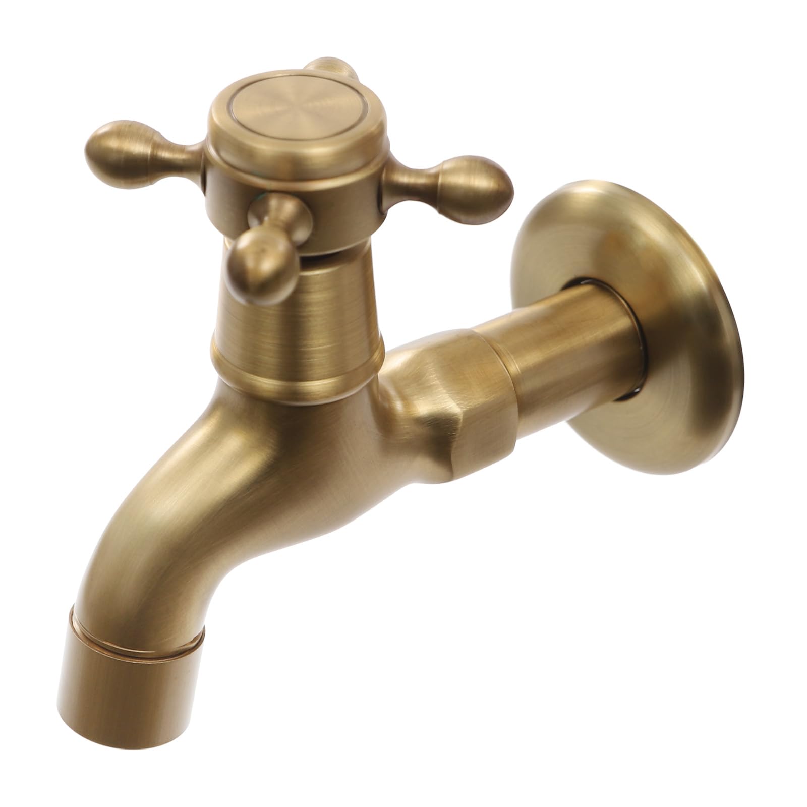 Vintage Wandwasserhahn aus hochwertigem Kupfer | Keramikventil & Wassersparfunktion | Mattgold | für Küche, Bad, Waschmaschine, Garten