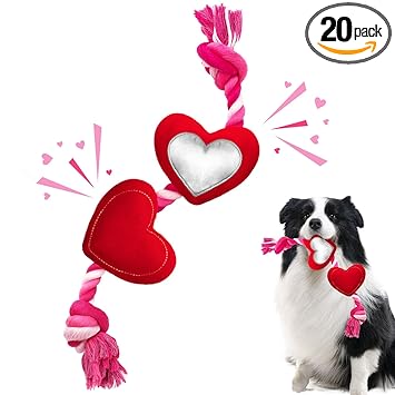 Lepawit Valentine's Day Dog Toys, Durable Dog Rope Toys with Plush Squeaky Heart, Tug of War Dog Toy, Cute Dog Gifts for Small and Medium Dogs