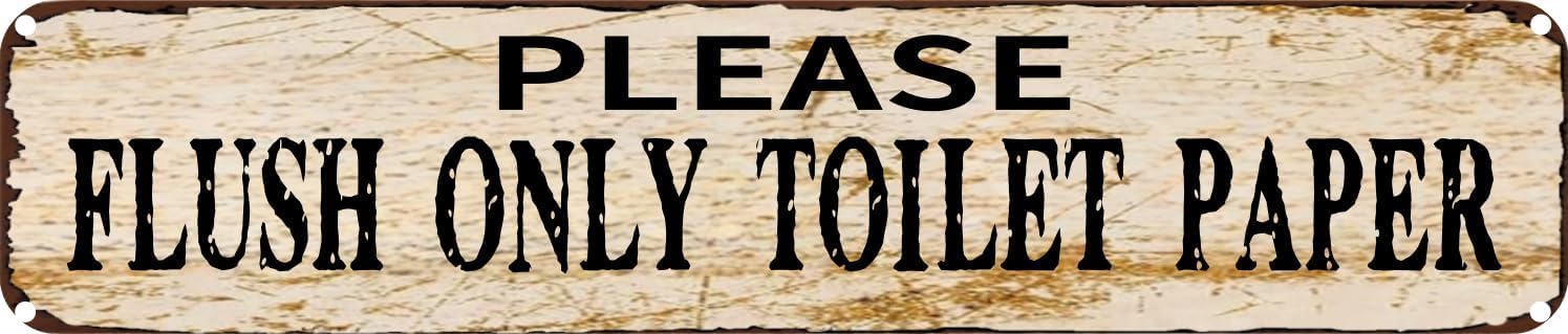 Vintage Tin Sign Retro Metal Wall Decor Please Flush Only Toilet Pape Rustic Aluminum Plaque for Home,Bar,Kitchen,Garage,Man Cave 4x16 Inch