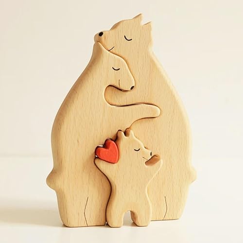 Miniatura 6 de Rompecabezas personalizado con nombre de la familia, rompecabezas de oso de madera, rompecabezas de madera personalizable de roble, pieza decorativa