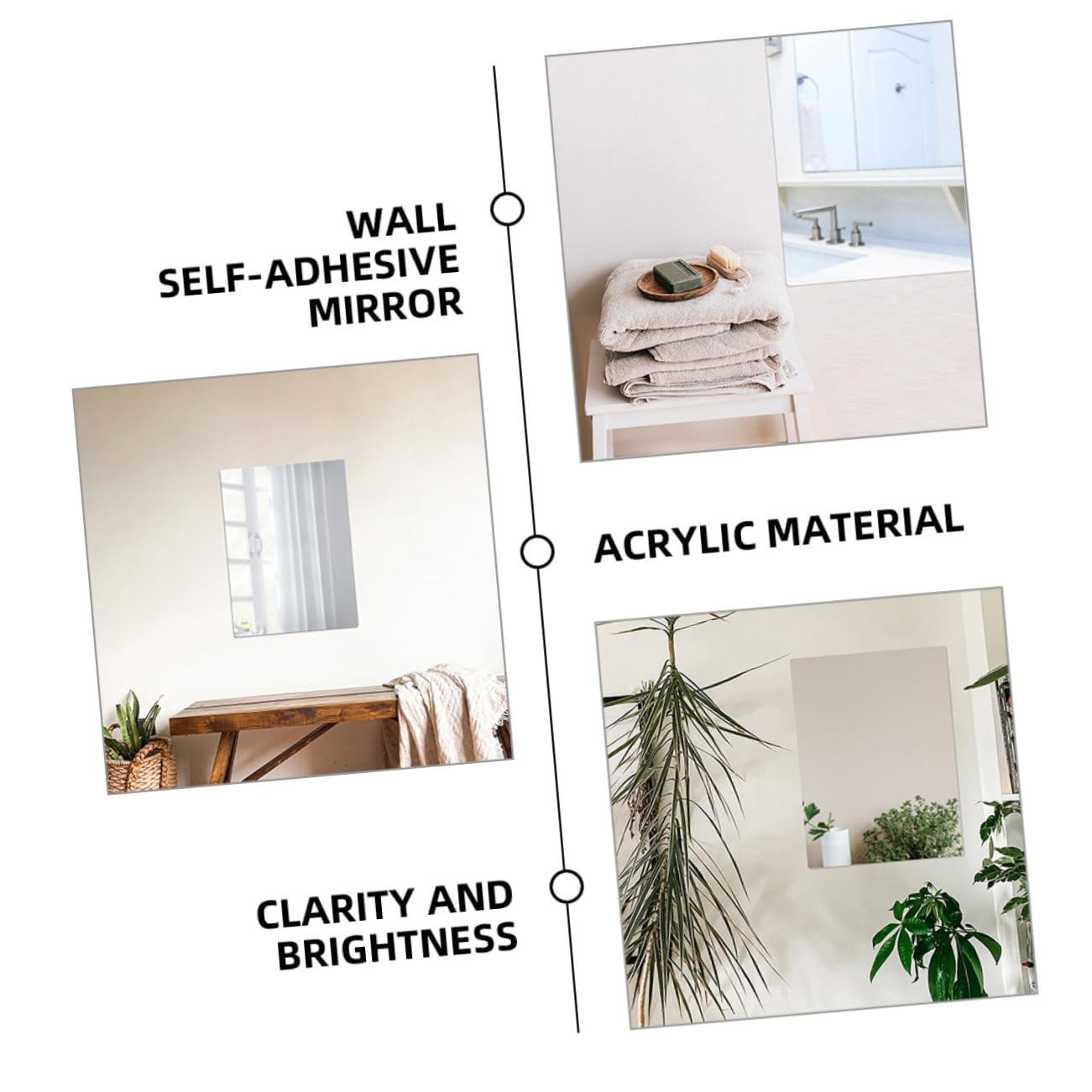 VALICLUD 4 pezzi Adesivo Acrilico da Facile Installazione Foratura per Bagno e Camera da Superficie e Facile da