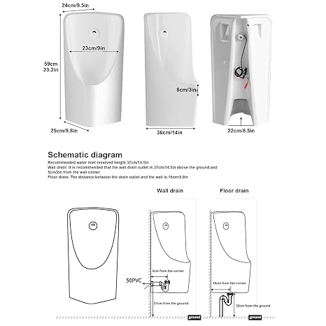 Intelligent Sensor Flush Male Corner Urinal, Wall-Mounted Men's Flushing Urinal, Automatic Induction Flushing, Spill Proof, Anti-Odor, for Bathrooms,Hotels,Shopping(Black)