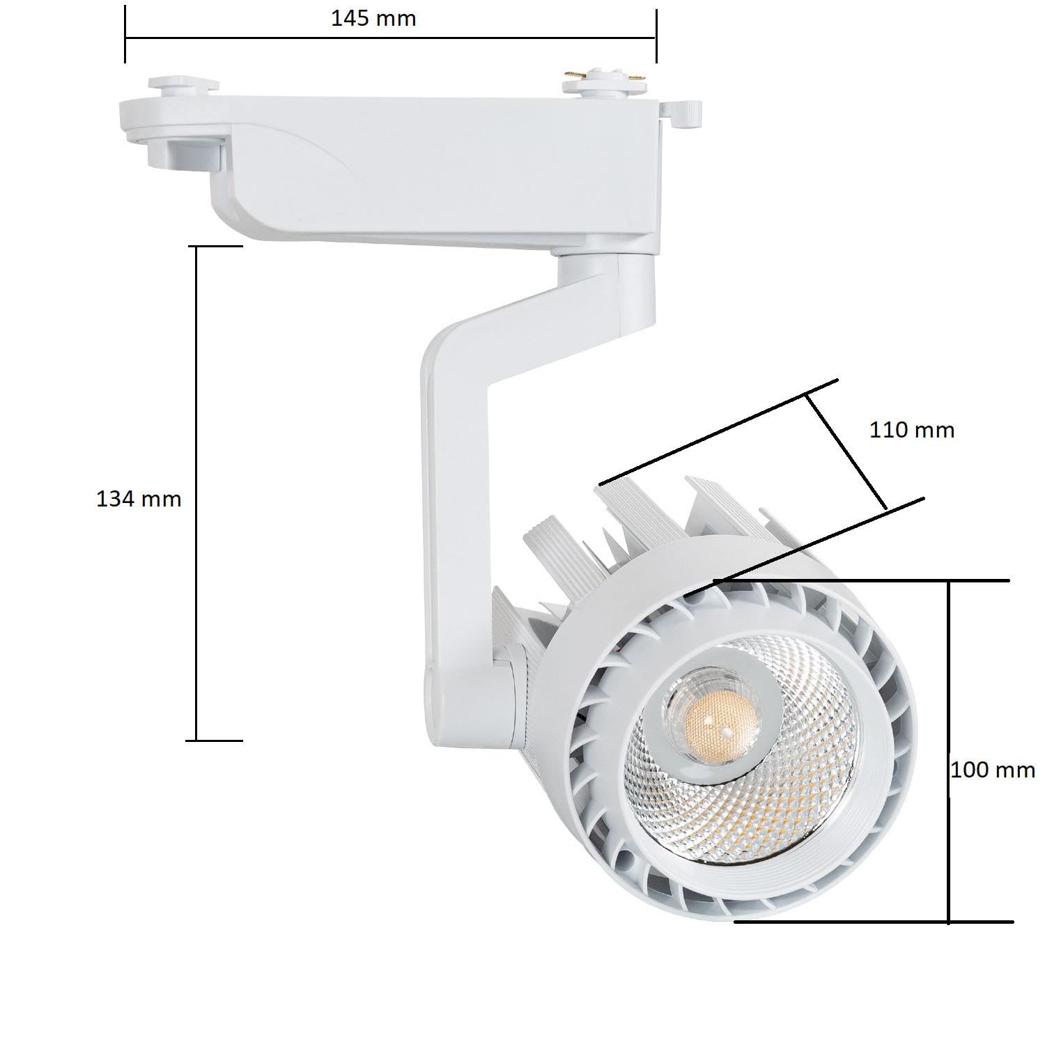 LEDKIA LIGHTING - Foco Carril LED Monofásico | 30W 3000 lm | Luz Cálida 3000K | Tecnología COB | Material PC y Aluminio, Blanco Cálido, Policarbonato