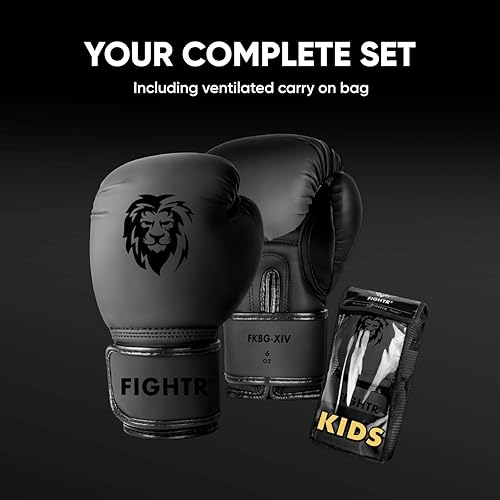 Miniatura 6 de FIGHTR Guantes de boxeo para niños y más estabilidad  Niños y niñas  Boxeo, MMA, Muay Thai, Kickboxing y Artes Marciales 04 06 oz  Incluye bolsa de