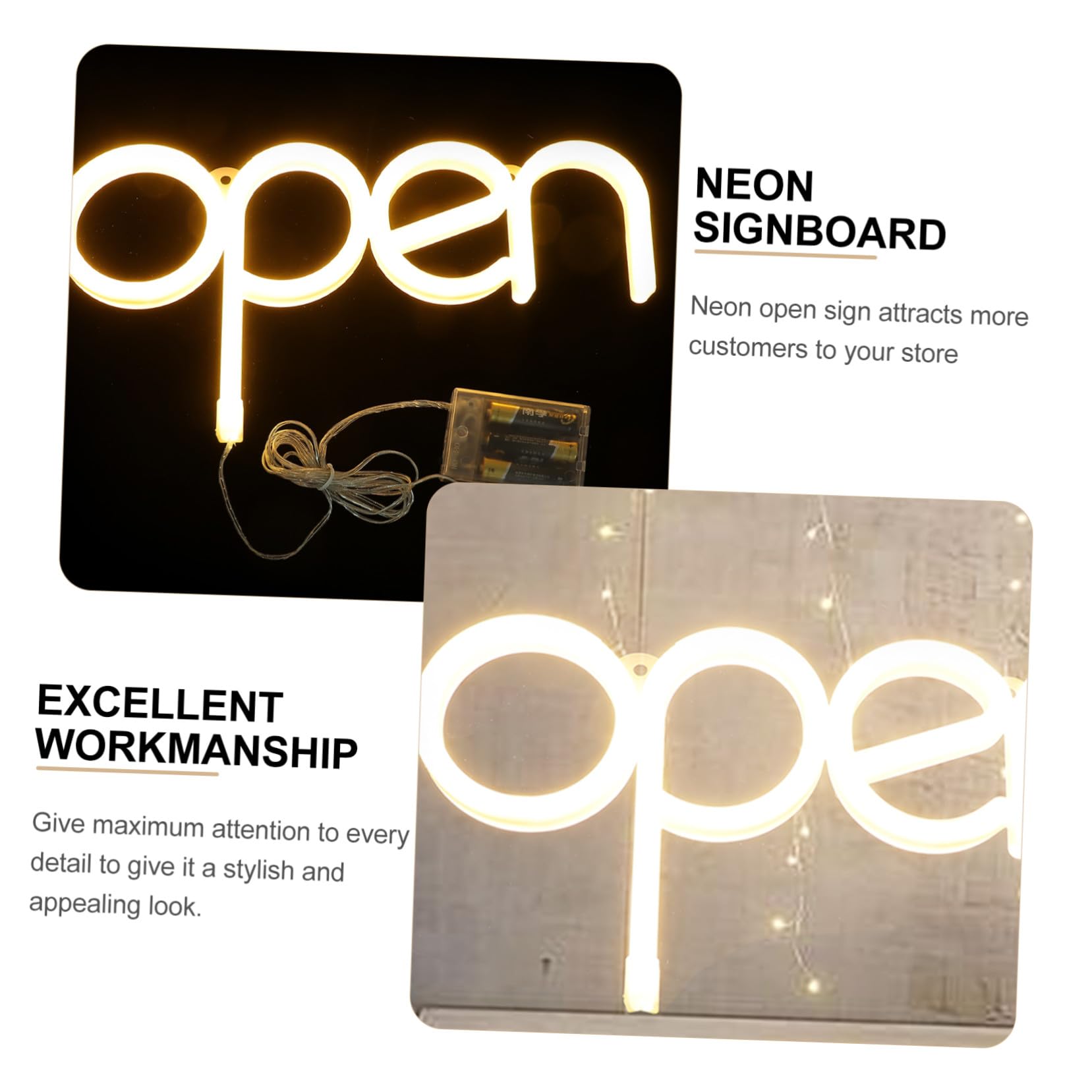 COLLBATH Letrero De Neón Led Abierto, Luz De Neón Para Pared, Luz Cálida, Iluminación Led Decorativa, Adecuado Para Bares y Fiestas, Lámpara De Ambiente,