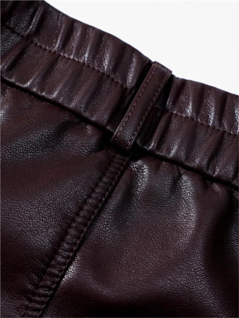 Kelsiop Minifalda de piel sintética para mujer, color negro, cintura alta, entallada, para discoteca