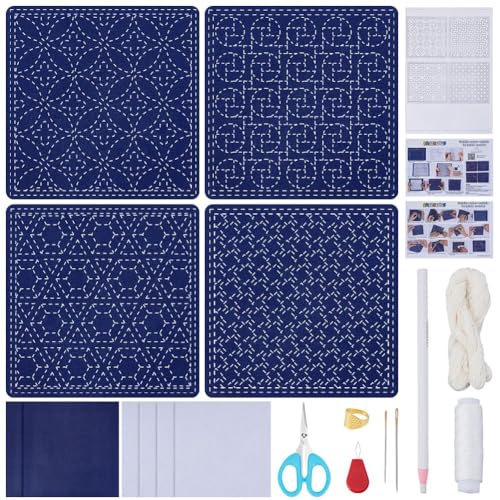 Sashiko pour broderie FREEBLOSS : kit de pochoirs pour sous-verre