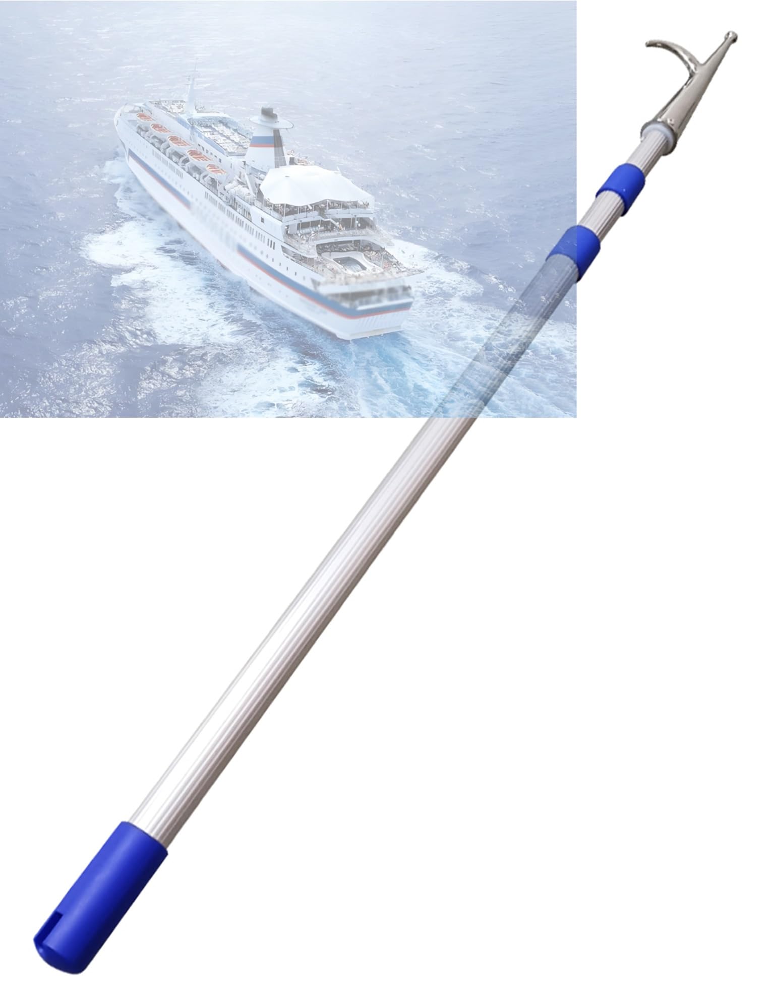 GHHVFEC Marine-Grade Aluminum Telescoping Pole with Stainless Steel Hook for Secure Berthing, Rescue, and Towing