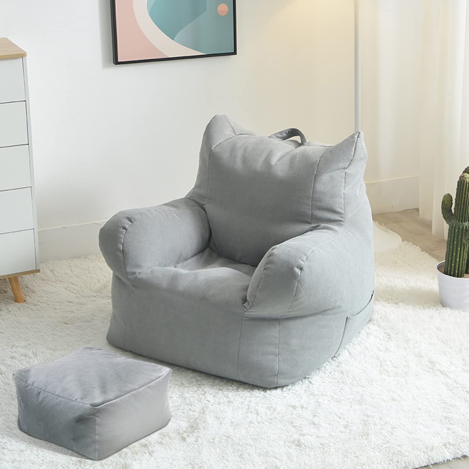 Bean Bag Chair Cover for Adults - Washable Soft Lounge Cover for Living Room - Dark Blue