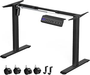 ErGear Scrivania Regolabile in Altezza da 70-115 cm, con 2 Motori & 4 Memoria, Solo Telaio per Scrivania da Piedi, Bianco