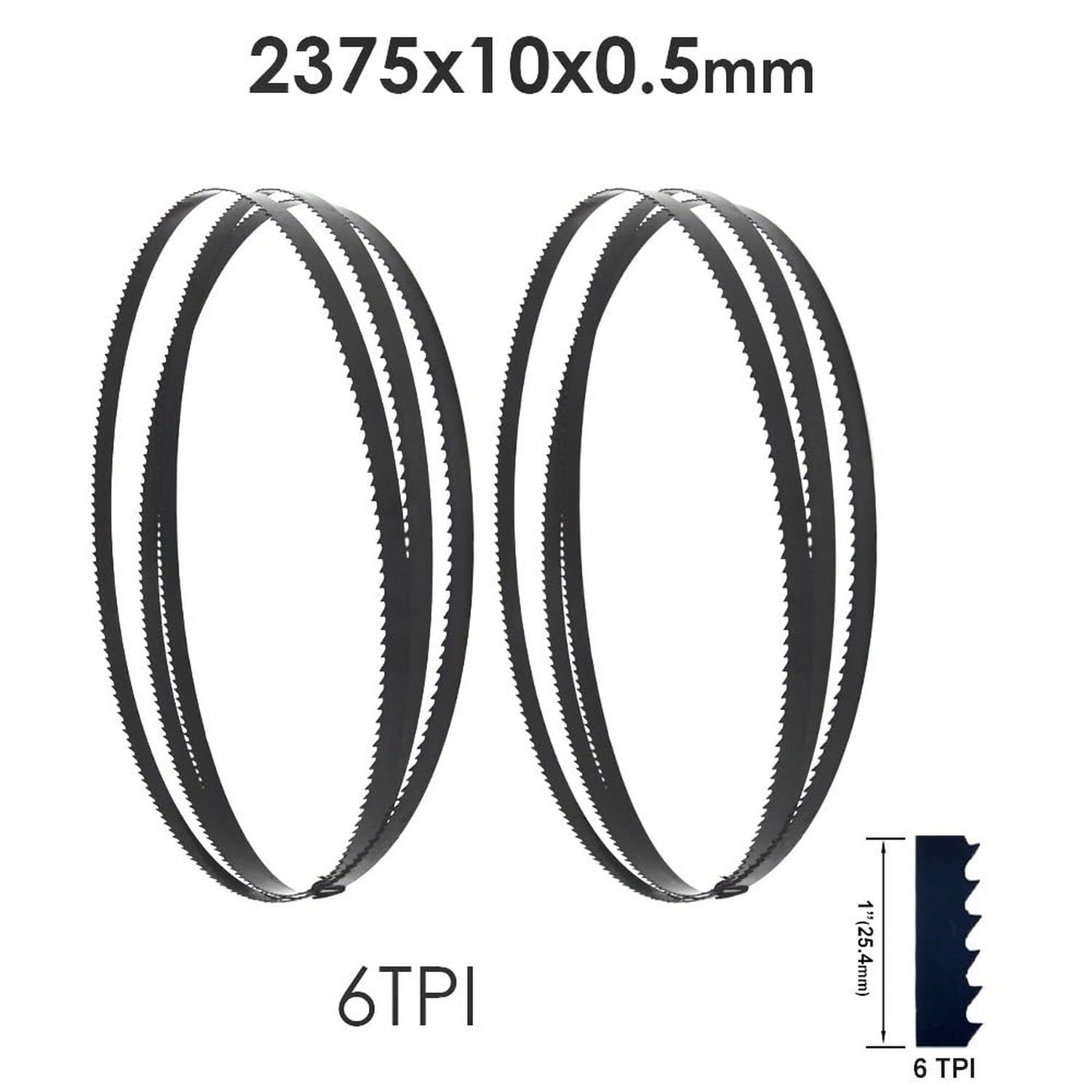 2 Piezas Hoja Sierra Cinta 93 1/2 x 3/8 Pulgadas 6 TPI, 2375 mm portátil, Sierra de Cinta para Madera plástico Corte Madera