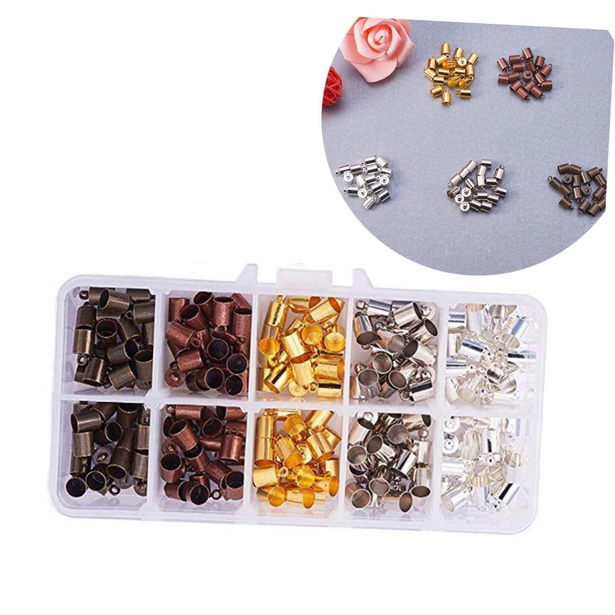 HOODANCOS 6mm Wide Copper Buckle Cord Ends Caps DIY Jewelry Accessories Fringe Hat Buckle Leather Cord Buckle Set