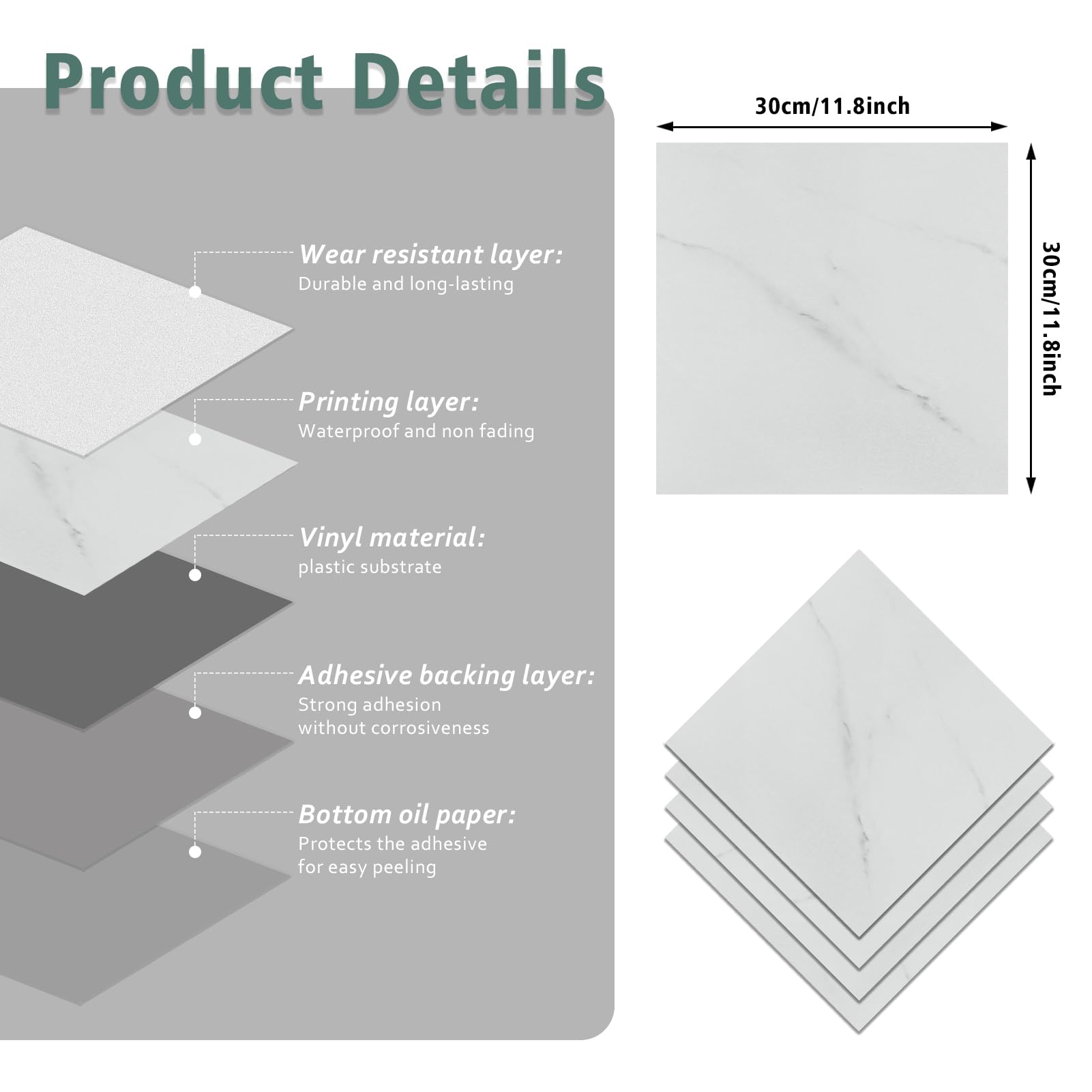 24 piezas de suelo de vinilo autoadhesivo blanco PVC para suelo de azulejos efecto azulejos brillantes para suelo vinilo adhesivo autoadhesivo azulejos baño suelo baldosas blancas para el