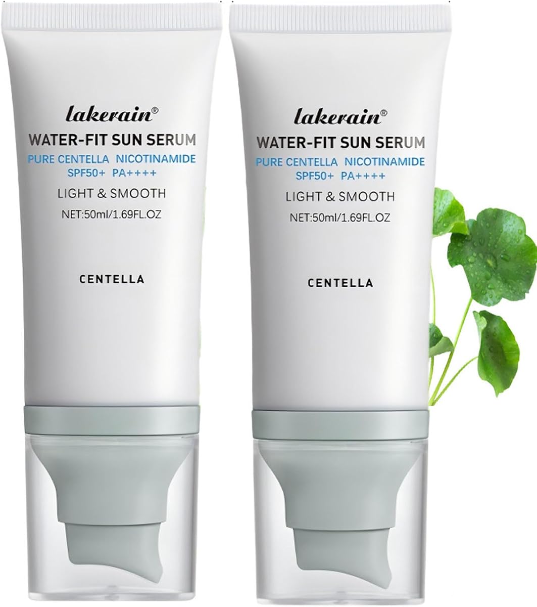 2 Pcs Centella Sunscreen SPF 50, Centella Water-Fit Sun Serum, Long-Lasting Protection, Nourishing Skin Protection and UV Defens.