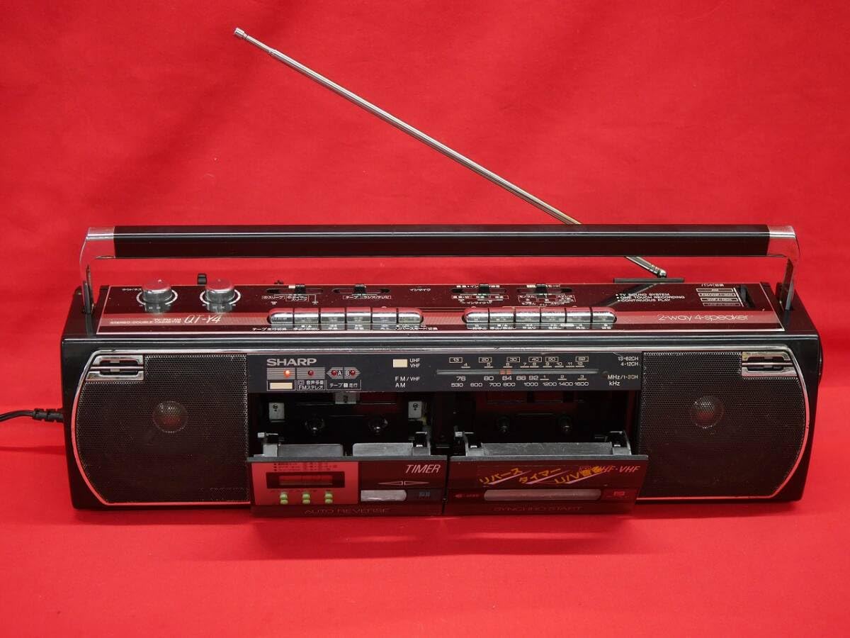 SHARP QT77MKII レッド ラジカセ Yahoo!オークション - SHARP QT-77 MKII ダブル ラジカセ レッド