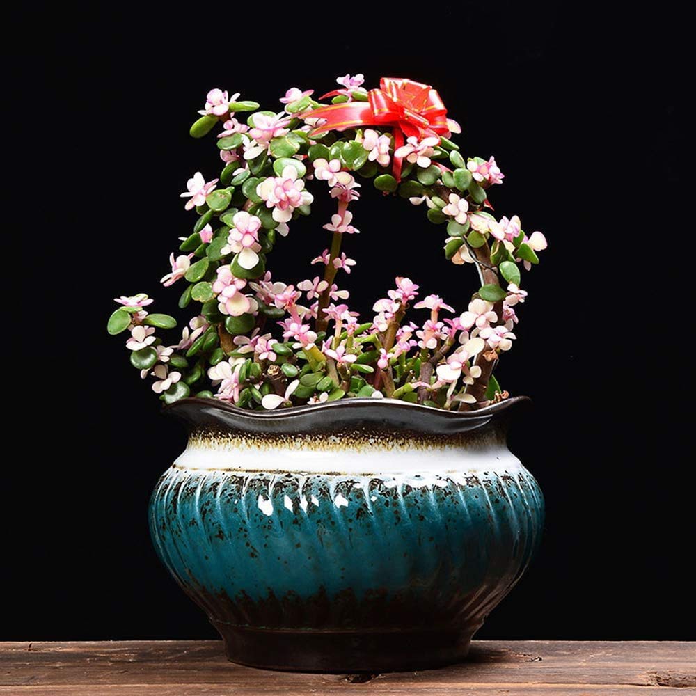 kreatywna szmaragdowa doniczka ceramiczna dużego kalibru zielone rośliny doniczka ceramiczna wewnętrzna mięsista roślina duże bonsai wisząca orchidea zielona rzodkiewka doniczka na mięso