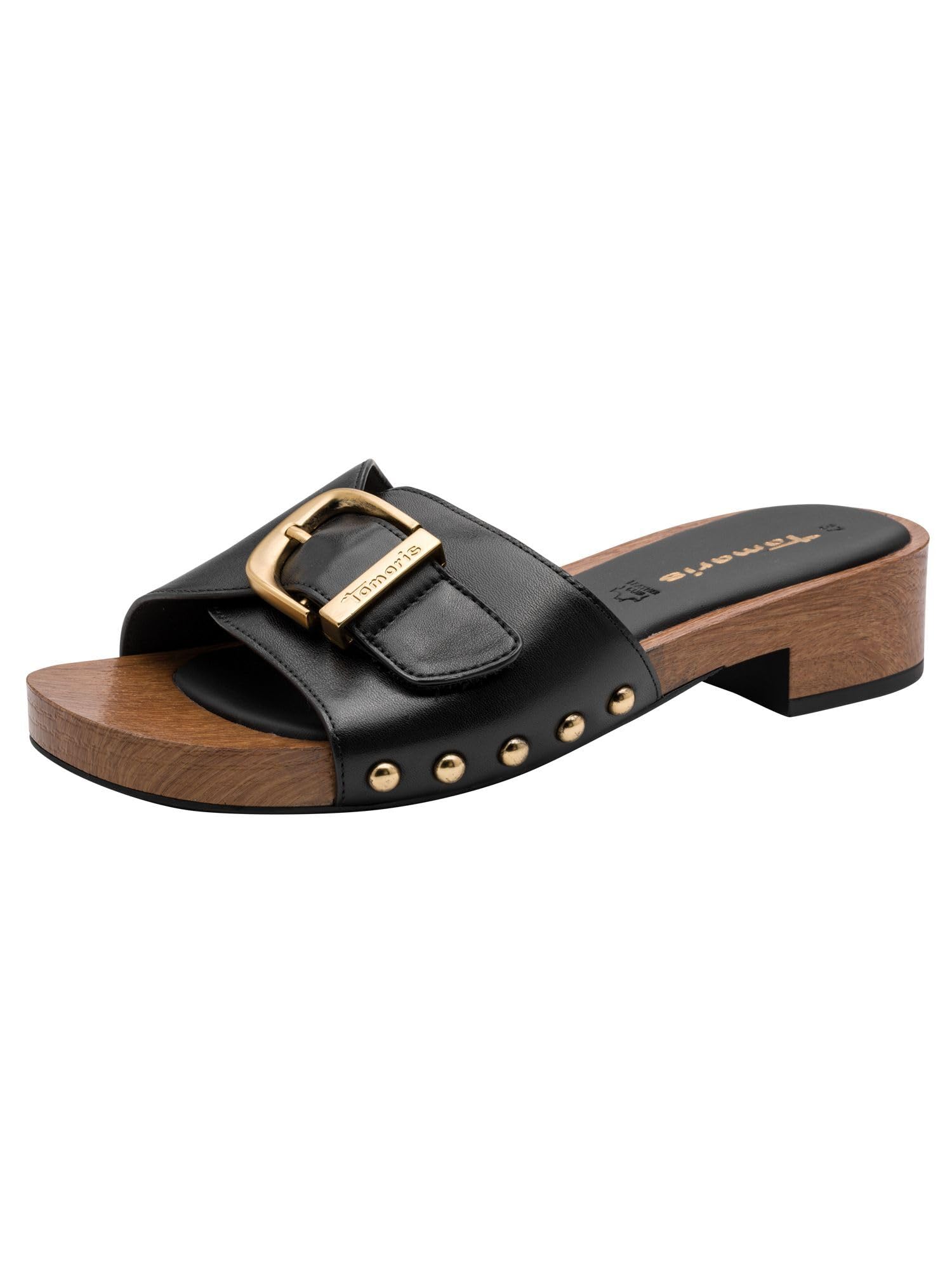 Tamaris Women's leather mules with wedge heel black 3.5 UK