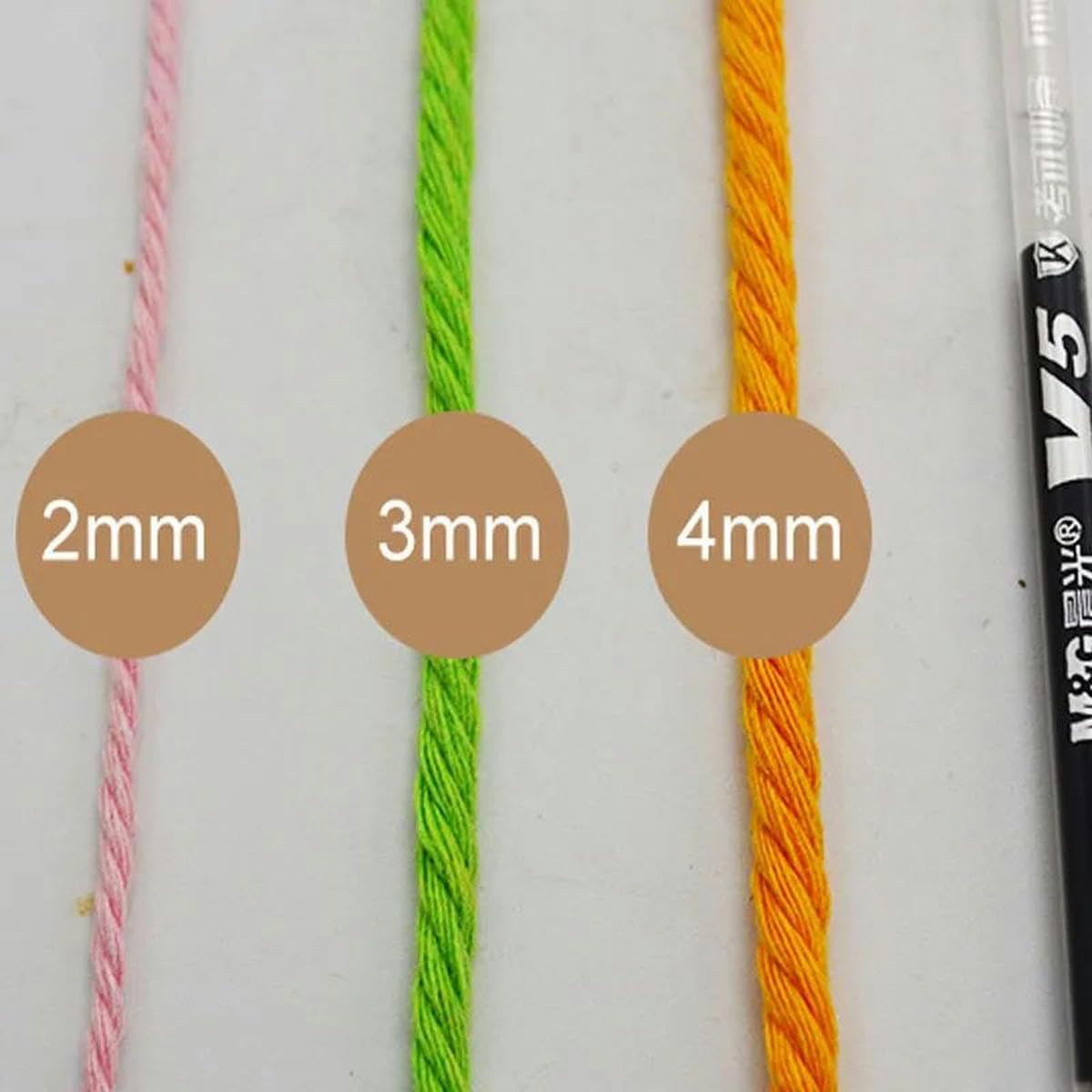 3/4 mm DIY Baumwollschnüre, bunte Schnur, Makramee-Schnur, handgefertigt, 200 m, Dekorseil, Textil, Schwarz, 4 mm x 100 m