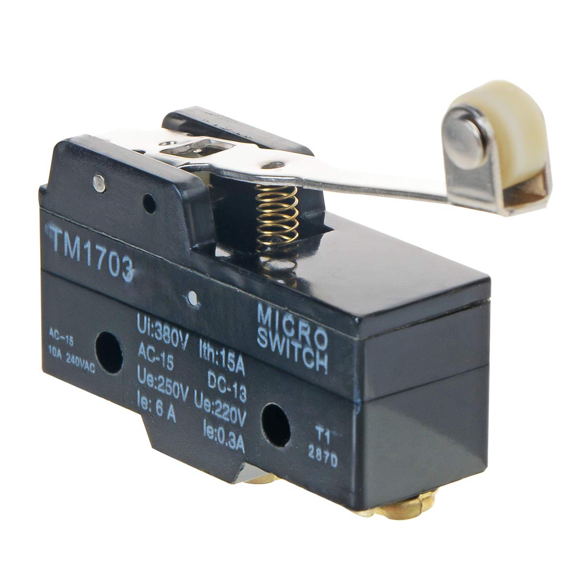 TM-1703 250V AC 15A Screw Terminals Long Hinge Roller Lever Micro 