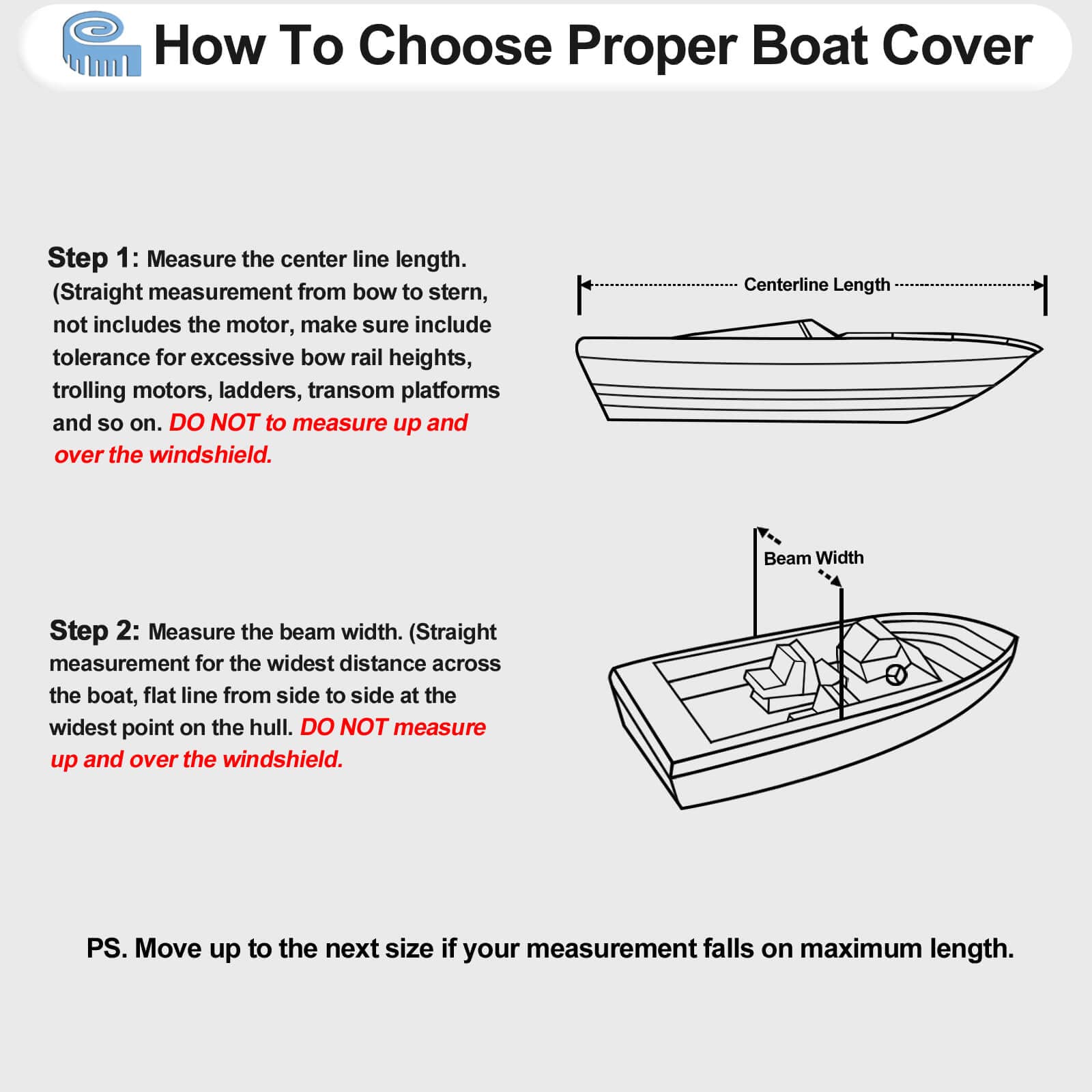 OutdoorLines Waterproof Boat Covers 12-14 Ft Long - Heavy Duty UV Resistant Trailerable Boat Covering for V-Hull,Tri-Hull, Bass, Runabout, Fish&Ski,Pro-Style Fishing Boat, Gray
