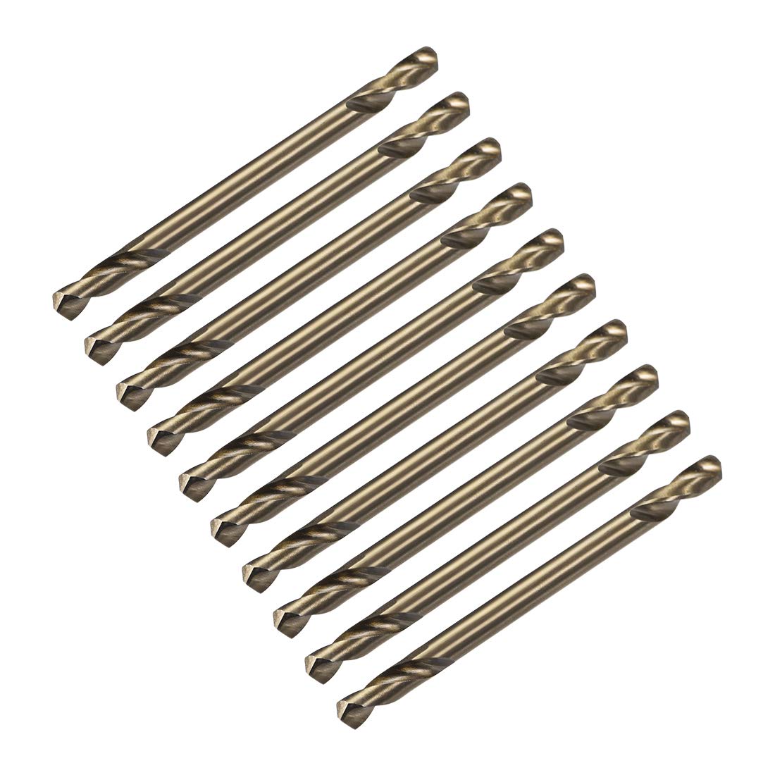 sourcing map 10 Stk. Doppel Ende Spiralbohrer Titanbeschichtung Zylinderschaft HSS 3,2mm Dmr.