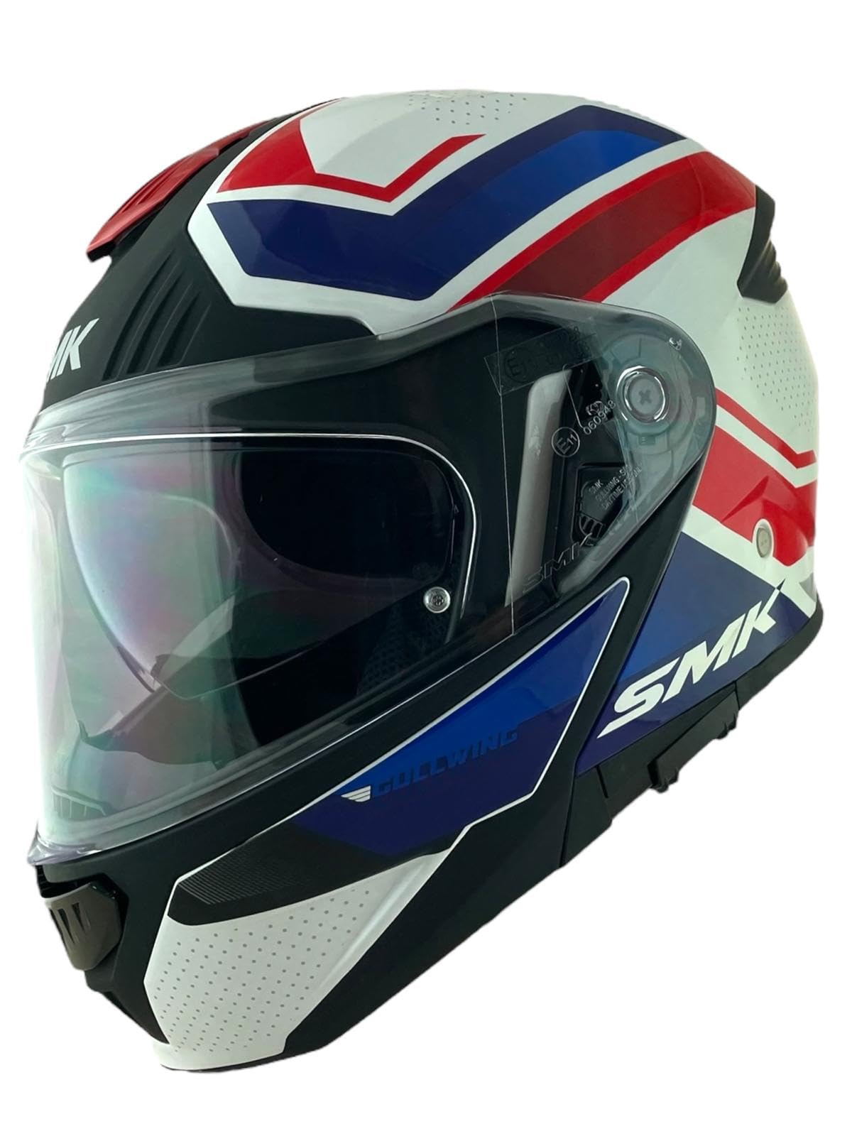 SMK Helmets Casco Modular GULLWING SUPERTOUR Blanco Azul y Rojo Homologación 22.06 con Doble Visor P/J (M 57/58)