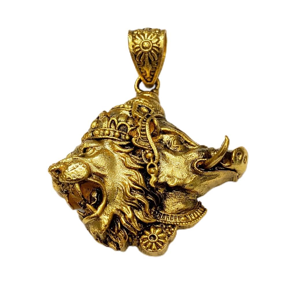 Narasimha Varaha Avatar Pendant for Men & Women | Antique Gold Plated Brass Religious Locket | Vishnu Avatar Protection Lo... - Review, Price and Buying Guide