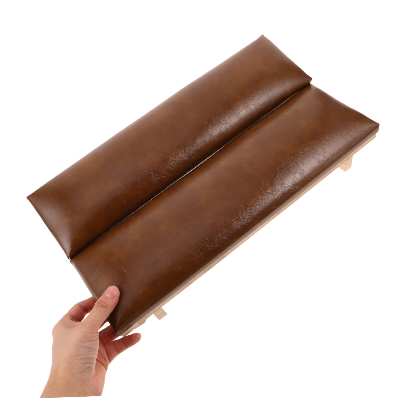 VALICLUD Repose-bras pour Manucure, Coussin Repose-bras pour Ongles en Pu et Bois, 40x10x9cm, Marron, Antidérapant, pour Salon de Manucure, Femmes