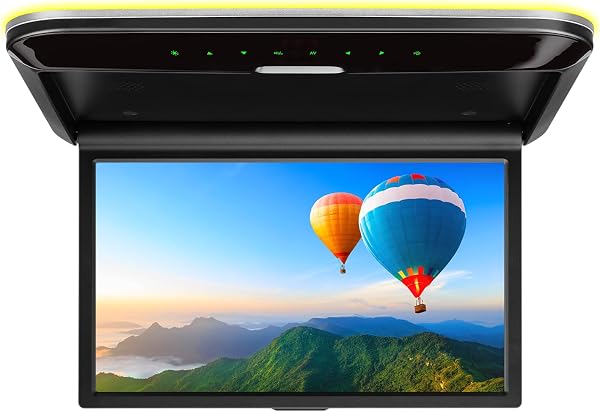 XTRONS 15.6 Inch Ultra-thin Car Ceiling Roof Mounted TFT 180° Max Open Angle 1080P Video Car Overhead Player Roof Mounted Monitor with HDMI/USB/SD Door Control Colourful Aura Lights - 4